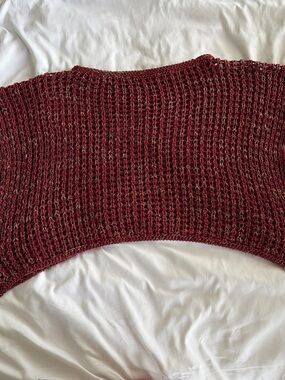 Sarah Pacini Women's Burgundy Open-Knit poncho style sweater